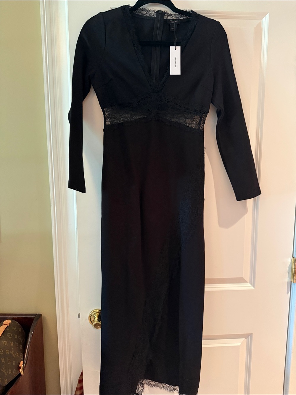 Karen Millen Jersey Lace Thigh Split Midi Dress